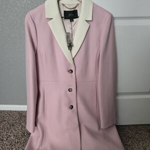 J. Crew Pink Women's Coat with Cream Collar